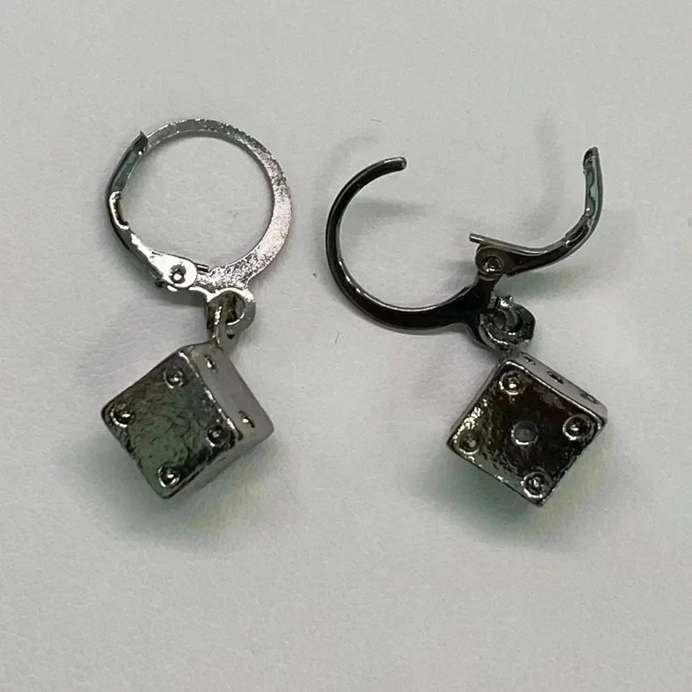 3 For $25/ Gunmetal Gray Dice Earrings New